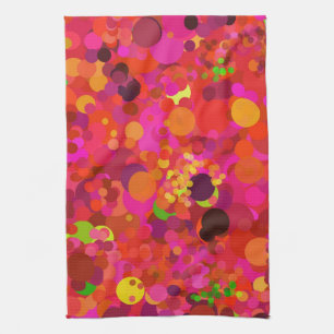 Red Green Gold & Pink Dots Muster Modernes Geschirrtuch