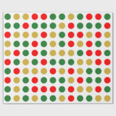 Red Green Gold Polka Dot Christmas Geschenkpapier (Flach)