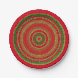 Red Green Gold Rings Pappteller