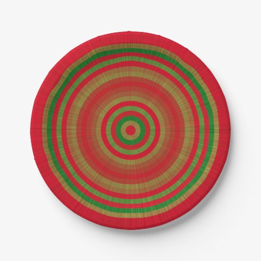 Red Green Gold Rings Pappteller (Vorderseite)