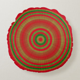 Red Green Gold Rings Rundes Kissen