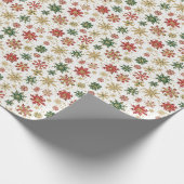 Red, Green & Gold Snowflake Pattern Geschenkpapier (Ecke)