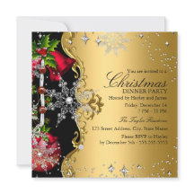 Red green Gold Snowflakes Weihnachts-Abendessen Pa