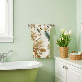 Red Green Gold Snowflorage Flora Holiday Badhandtuch Set