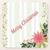 Red Green Gold Sparkle Poinsettia Weihnachten Rechteckiger Pappuntersetzer (Vorderseite)