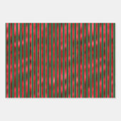 Red Green Gold Streifen Geschenkpapier Set (Vorderseite)