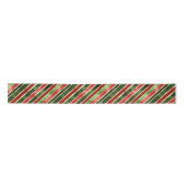Red Green Gold Streifen Vintage Weihnachtsband Satinband (Vorderseite)