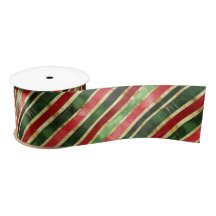 Red Green Gold Streifen Vintage Weihnachtsband