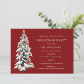 Red Green Gold Traditionelles Tree Weihnachtsbaum Einladung (Stehend Vorderseite)