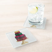 RED GREEN & GOLD URLAUB CHRISTMAS CAKE GLASUNTERSETZER (Schrägansicht)