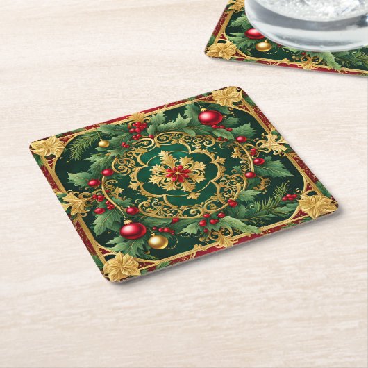Red Green Gold Weihnachtsbuch Untersetzer (angewinkelt)