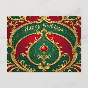 Red Green Gold Weihnachtsfeiertag Postkarte