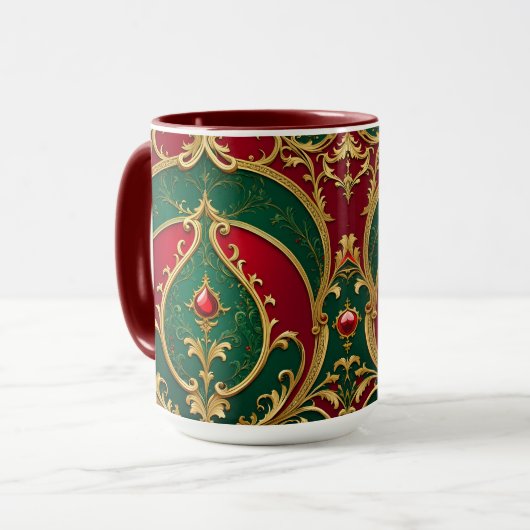 Red Green Gold Weihnachtsfeiertage Tasse (Vorderseite Links)