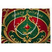 Red Green Gold Weihnachtsgeschenktasche Große Geschenktüte (Vorderseite)