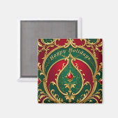 Red Green Gold Weihnachtsmagnet Magnet (Vorderseite/Rückseite)