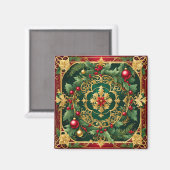 Red Green Gold Weihnachtsmagnet Magnet (Vorderseite/Rückseite)