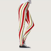 Red Green Gold White Candy Cane Strip Weihnachten Leggings (Rechts)