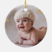 Red Green Gold Winter Sleigh Baby 1. Weihnachten Keramik Ornament (Hinten)