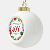 Red Green Gold Wreath Joy Modern Frohe Weihnachten Keramik Kugel-Ornament (Rechts)