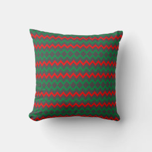 Red Green Gray ZigZag Kissen