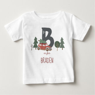 Red Green Grey Child's Initial Alphabet Weihnachte Baby T-shirt