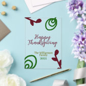 Red green happy Thanksgiving floral leaf fall Acryleinladungen (In Situ (Hochzeit))