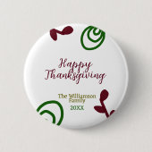 Red green happy Thanksgiving floral leaf fall Button (Vorderseite)