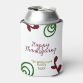 Red green happy Thanksgiving floral leaf fall Dosenkühler (Kanne Vorderseite)