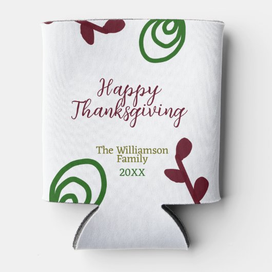 Red green happy Thanksgiving floral leaf fall Dosenkühler (Vorderseite)