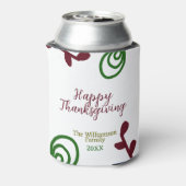 Red green happy Thanksgiving floral leaf fall Dosenkühler (Kanne Rückseite)