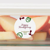 Red green happy Thanksgiving floral leaf fall Etiketten (Befestigt)
