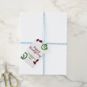 Red green happy Thanksgiving floral leaf fall Geschenkanhänger (Mit Garn)