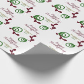 Red green happy Thanksgiving floral leaf fall Geschenkpapier (Ecke)