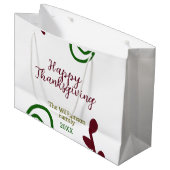 Red green happy Thanksgiving floral leaf fall Große Geschenktüte (Vorderseite Schrägansicht)