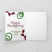 Red green happy Thanksgiving floral leaf fall Karte (Innenseite)