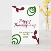 Red green happy Thanksgiving floral leaf fall Karte (Gelbe Blume)