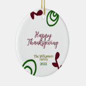 Red green happy Thanksgiving floral leaf fall Keramik Ornament (Rechts)
