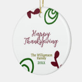 Red green happy Thanksgiving floral leaf fall Keramik Ornament (Links)