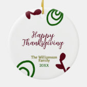 Red green happy Thanksgiving floral leaf fall Keramik Ornament (Hinten)