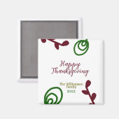 Red green happy Thanksgiving floral leaf fall Magnet (Vorderseite/Rückseite)
