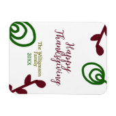 Red green happy Thanksgiving floral leaf fall Magnet (Horizontal)