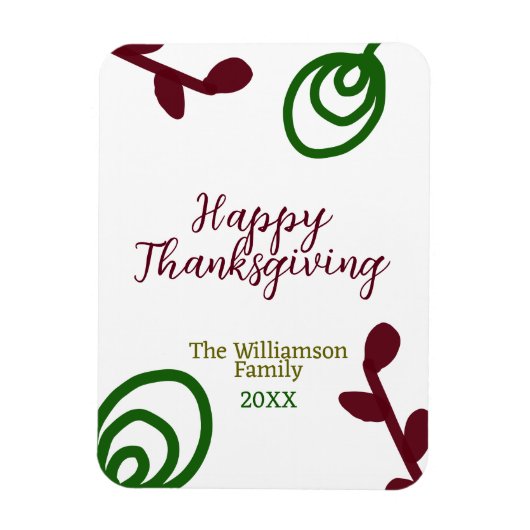 Red green happy Thanksgiving floral leaf fall Magnet (Vertikal)