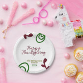 Red green happy Thanksgiving floral leaf fall Pappteller (Party)