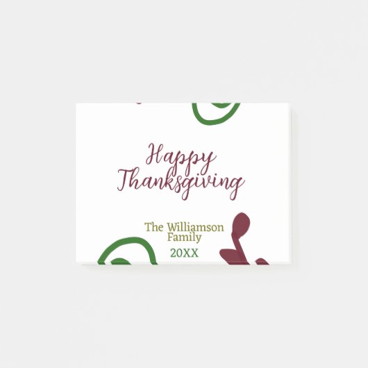 Red green happy Thanksgiving floral leaf fall Post-it Klebezettel (Vorderseite)