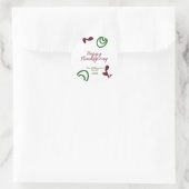 Red green happy Thanksgiving floral leaf fall Runder Aufkleber (Tasche)