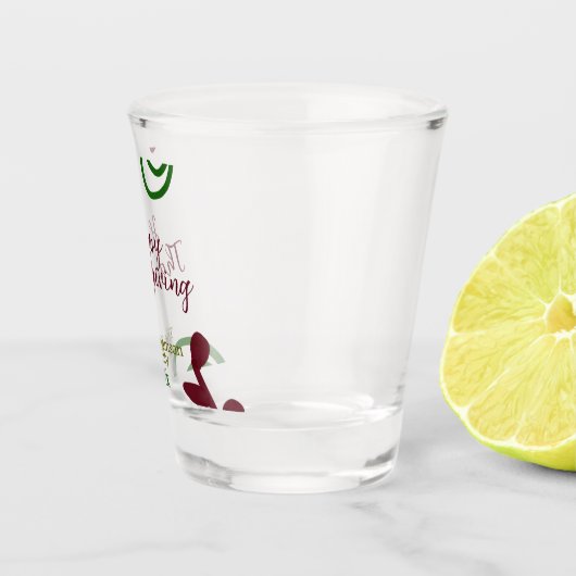 Red green happy Thanksgiving floral leaf fall Schnapsglas (Rechts)