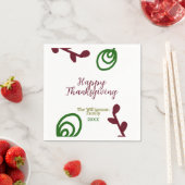 Red green happy Thanksgiving floral leaf fall Serviette (Beispiel)