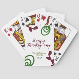 Red green happy Thanksgiving floral leaf fall Spielkarten