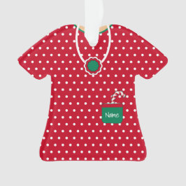 Red & Green Holiday Dress Polka Dots Personalisier Ornament