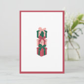 Red & Green Holiday Geschenkboxen Design Card (Stehend Vorderseite)